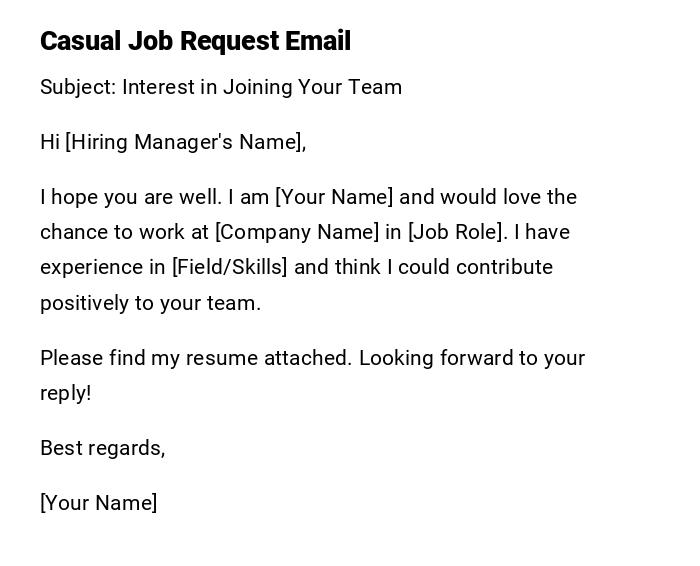 Casual Job Request Email Casual Job Request Email