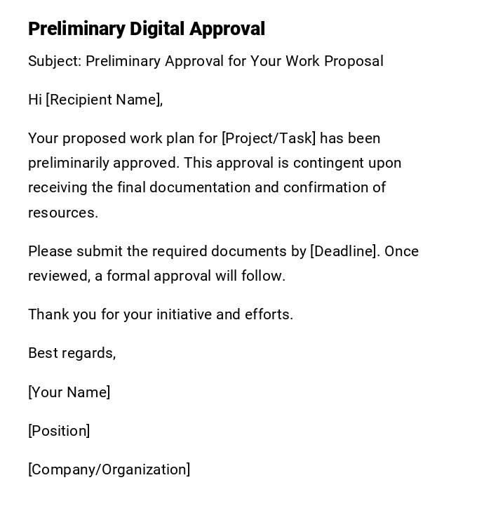 Preliminary Digital Approval Preliminary Digital Approval