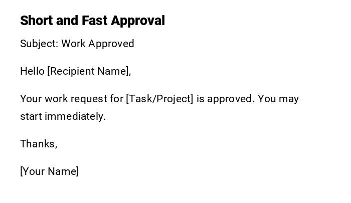 Short and Fast Approval Short and Fast Approval