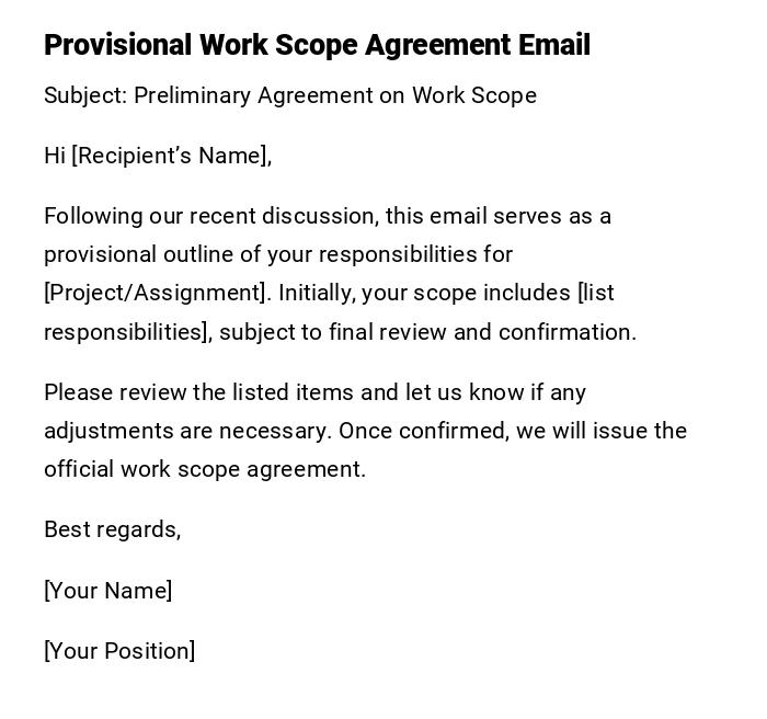 Provisional Work Scope Agreement Email Provisional Work Scope Agreement Email