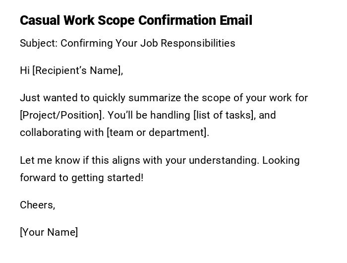 Casual Work Scope Confirmation Email Casual Work Scope Confirmation Email