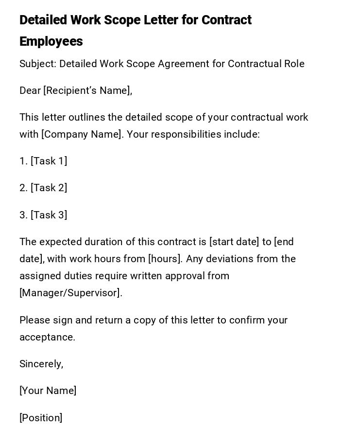 Detailed Work Scope Letter for Contract Employees Detailed Work Scope Letter for Contract Employees