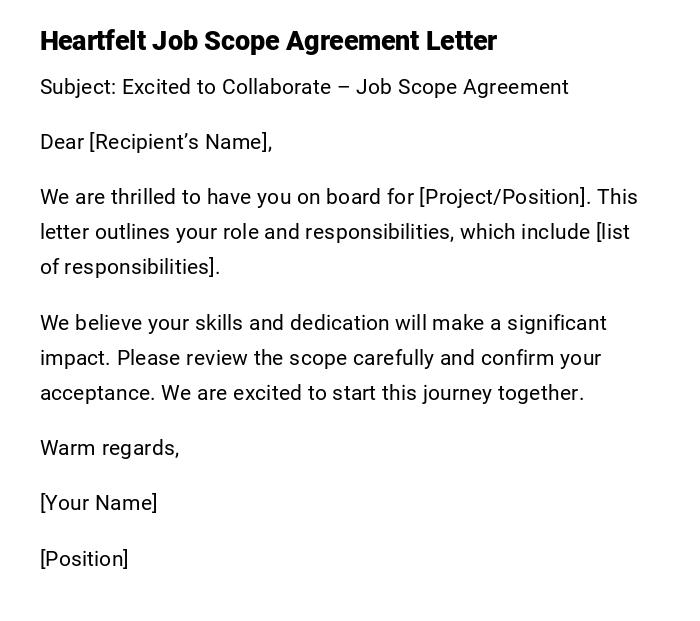 Heartfelt Job Scope Agreement Letter Heartfelt Job Scope Agreement Letter