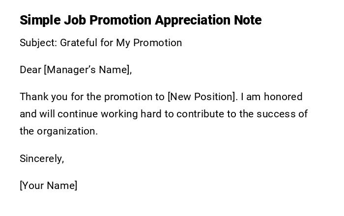 Simple Job Promotion Appreciation Note Simple Job Promotion Appreciation Note