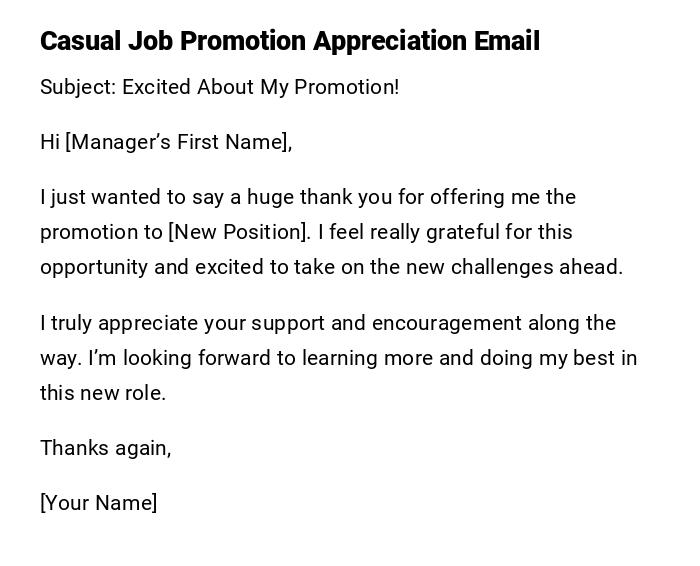 Casual Job Promotion Appreciation Email Casual Job Promotion Appreciation Email