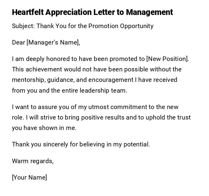Heartfelt Appreciation Letter to Management Heartfelt Appreciation Letter to Management