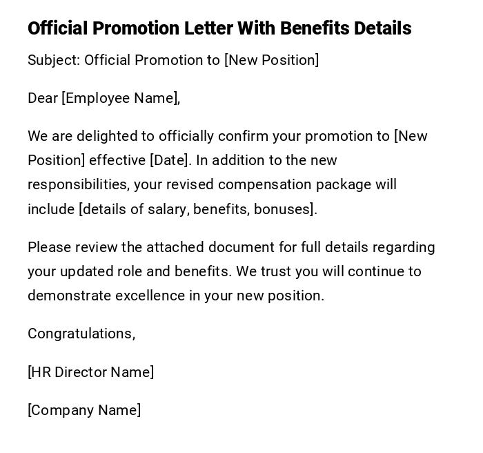 Official Promotion Letter With Benefits Details Official Promotion Letter With Benefits Details