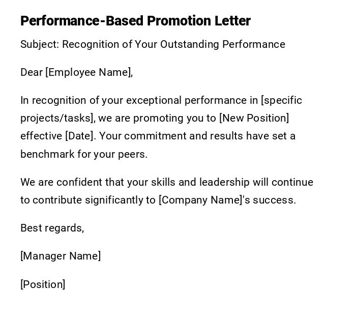 Performance-Based Promotion Letter Performance-Based Promotion Letter