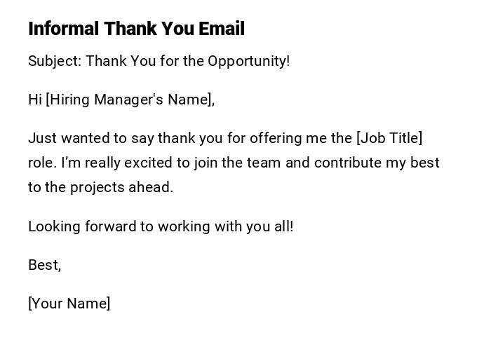 Informal Thank You Email Informal Thank You Email