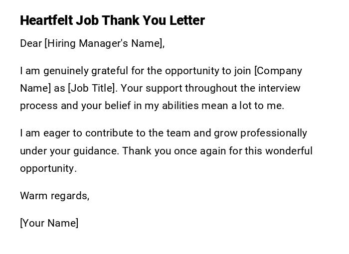 Heartfelt Job Thank You Letter Heartfelt Job Thank You Letter