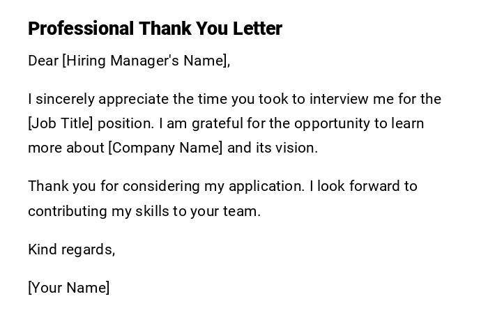 Professional Thank You Letter Professional Thank You Letter
