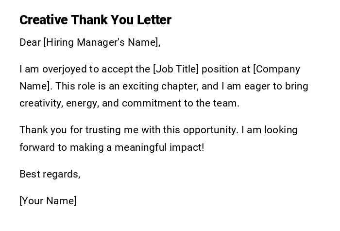 Creative Thank You Letter Creative Thank You Letter