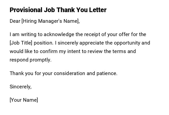 Provisional Job Thank You Letter Provisional Job Thank You Letter