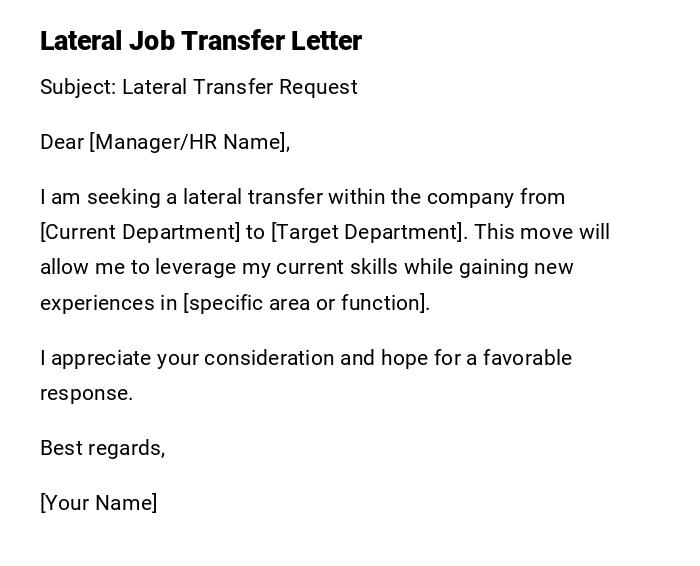 Lateral Job Transfer Letter