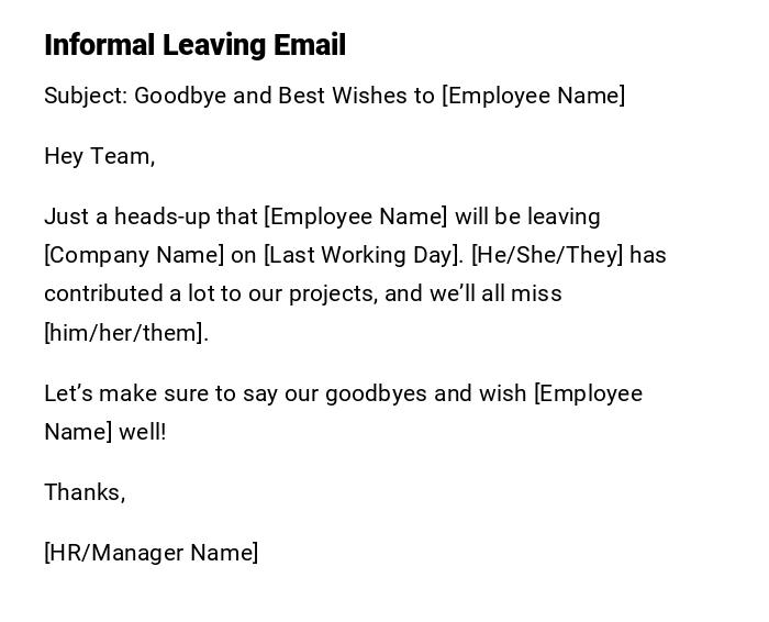 Informal Leaving Email