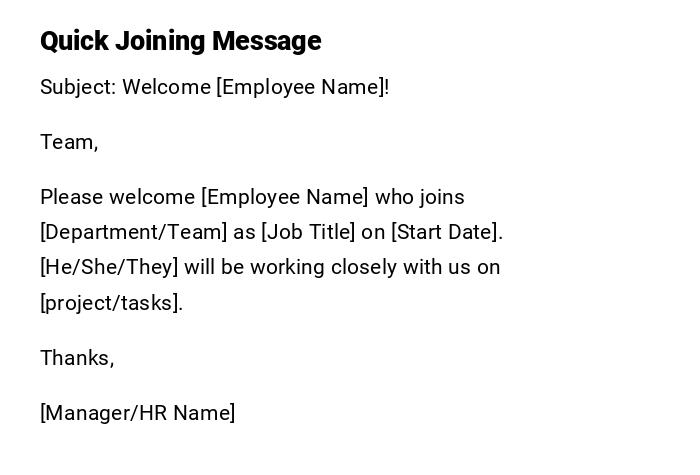 Quick Joining Message