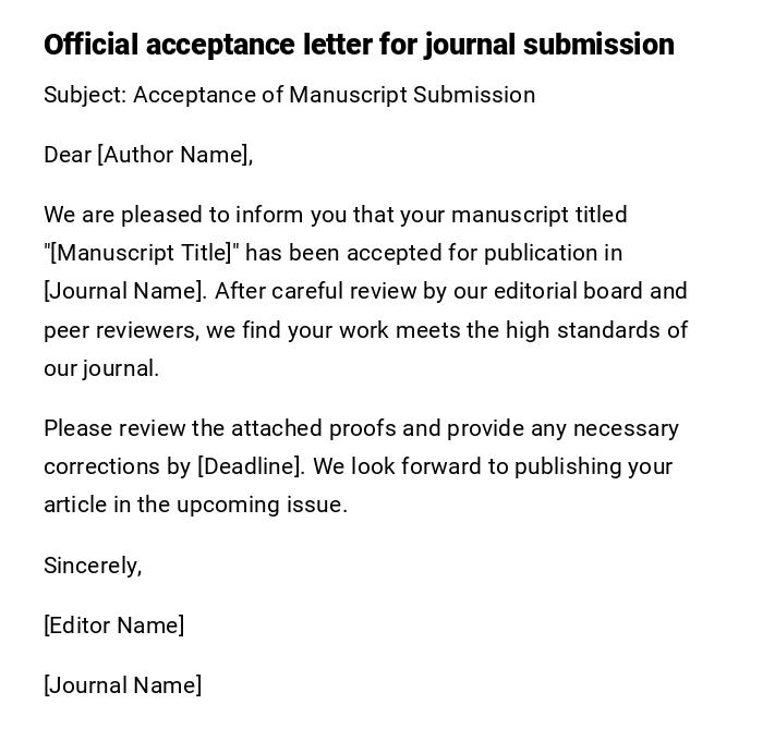 Official acceptance letter for journal submission Official acceptance letter for journal submission
