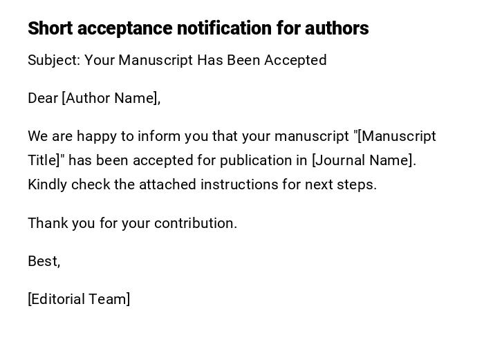 Short acceptance notification for authors Short acceptance notification for authors