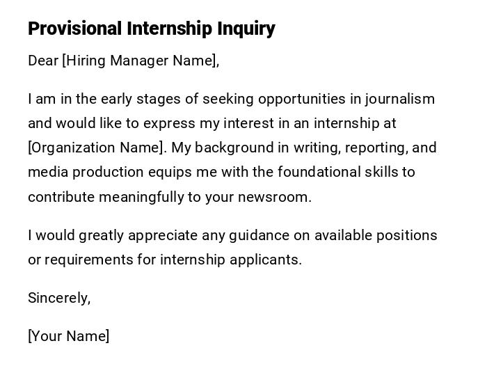 Provisional Internship Inquiry Provisional Internship Inquiry