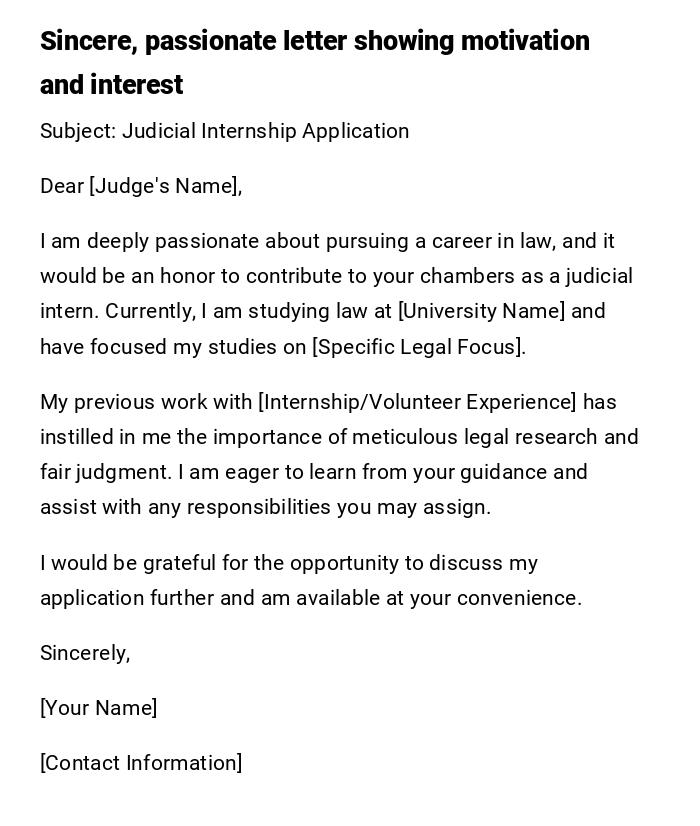 Sincere, passionate letter showing motivation and interest Sincere, passionate letter showing motivation and interest