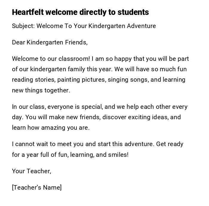 Heartfelt welcome directly to students