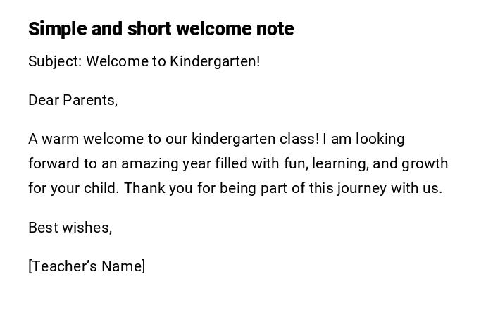 Simple and short welcome note