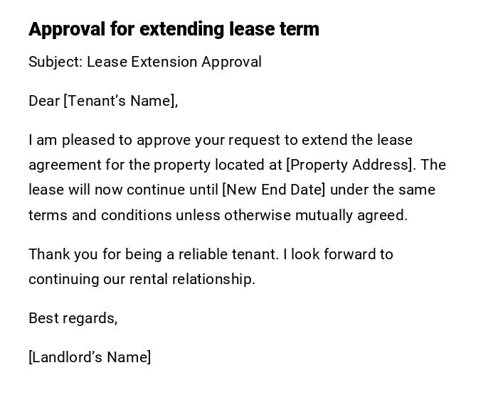Approval for extending lease term