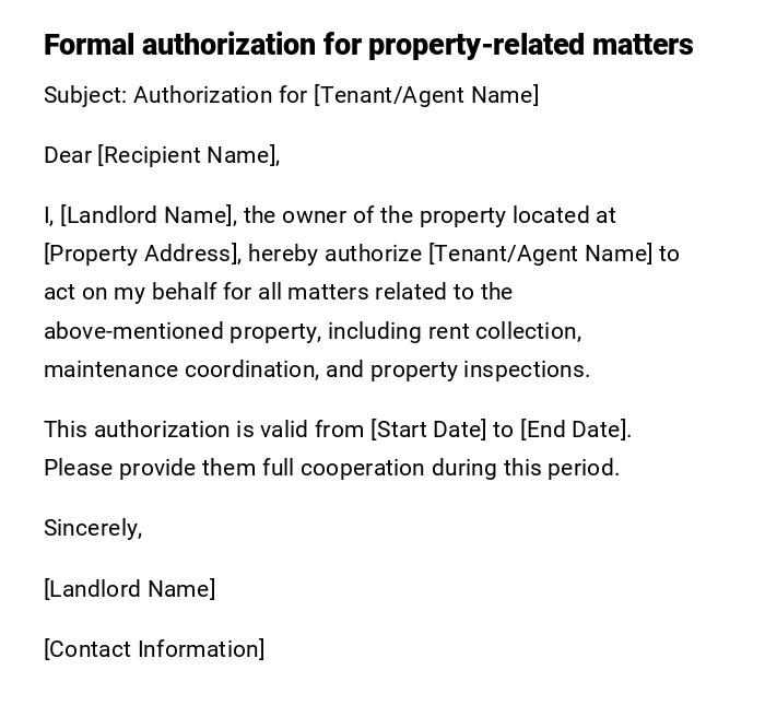 Formal authorization for property-related matters Formal authorization for property-related matters