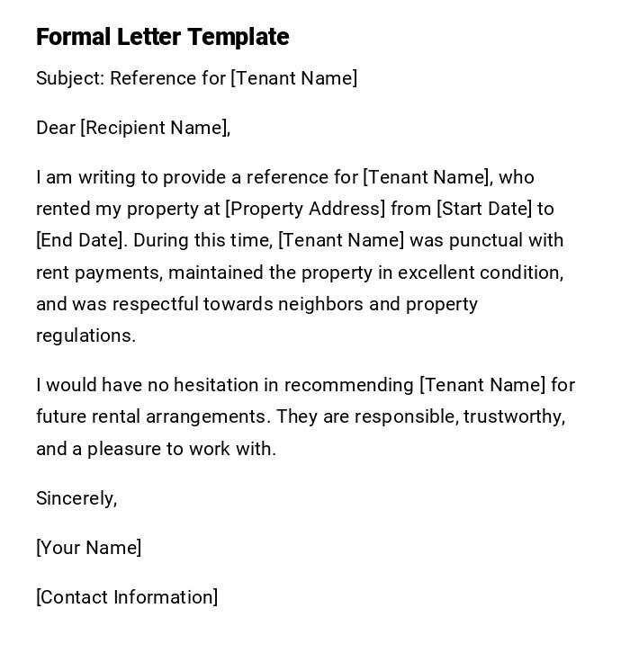 Formal Letter Template Formal Letter Template