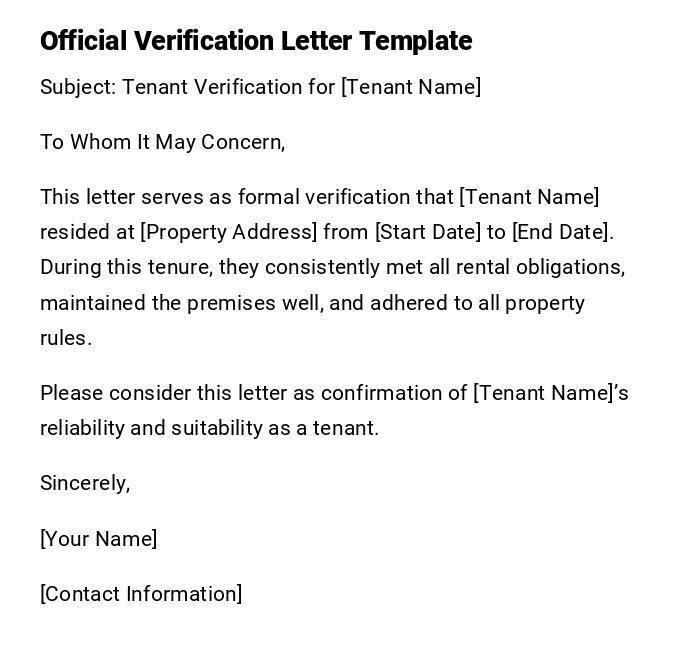 Official Verification Letter Template Official Verification Letter Template