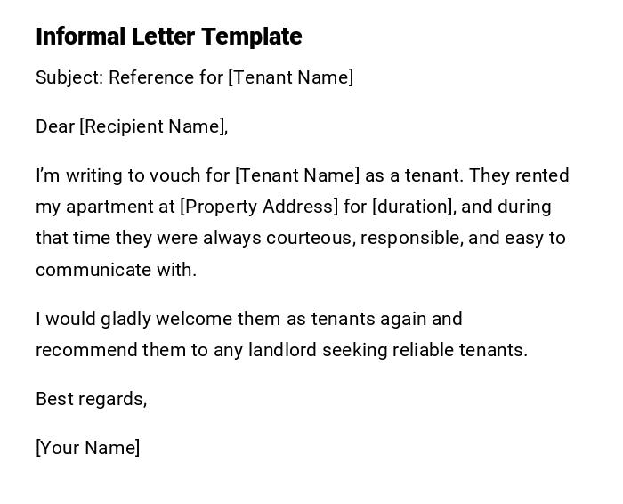 Informal Letter Template Informal Letter Template