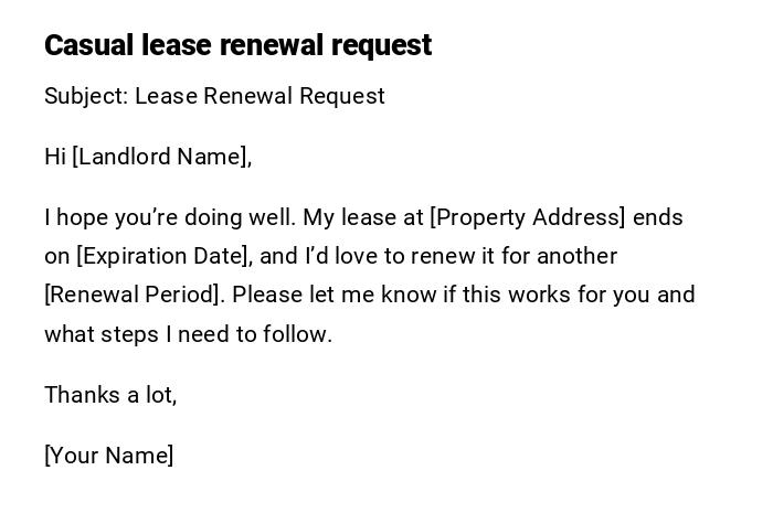 Casual lease renewal request Casual lease renewal request