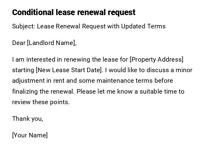 Conditional lease renewal request Conditional lease renewal request