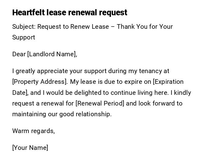 Heartfelt lease renewal request Heartfelt lease renewal request