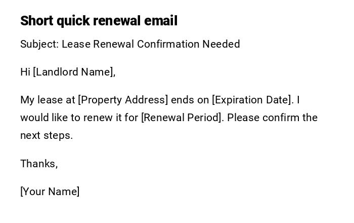 Short quick renewal email Short quick renewal email