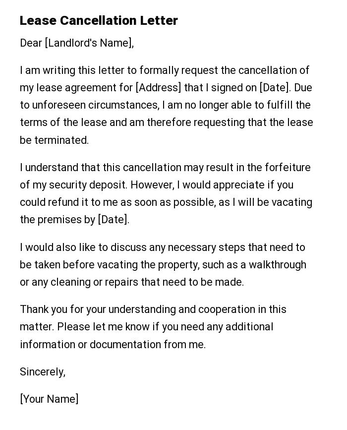 Lease Cancellation Letter