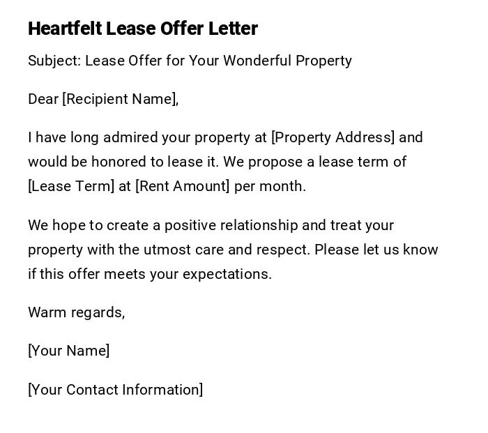 Heartfelt Lease Offer Letter Heartfelt Lease Offer Letter