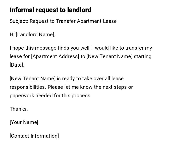 Informal request to landlord