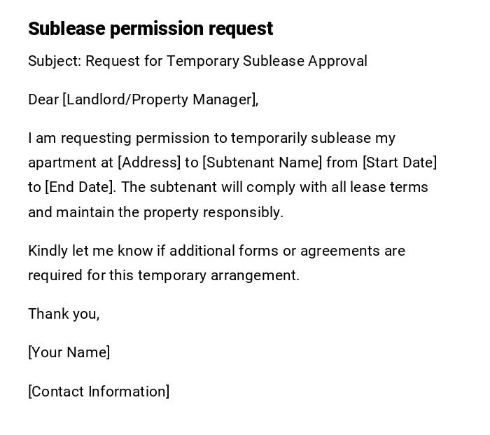 Sublease permission request