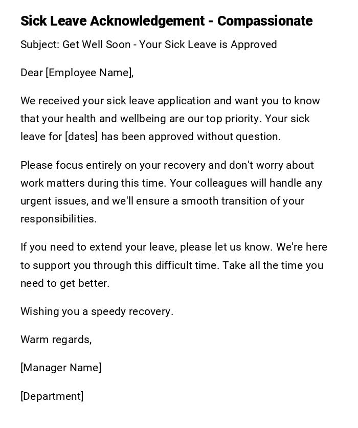 Sick Leave Acknowledgement - Compassionate Sick Leave Acknowledgement - Compassionate