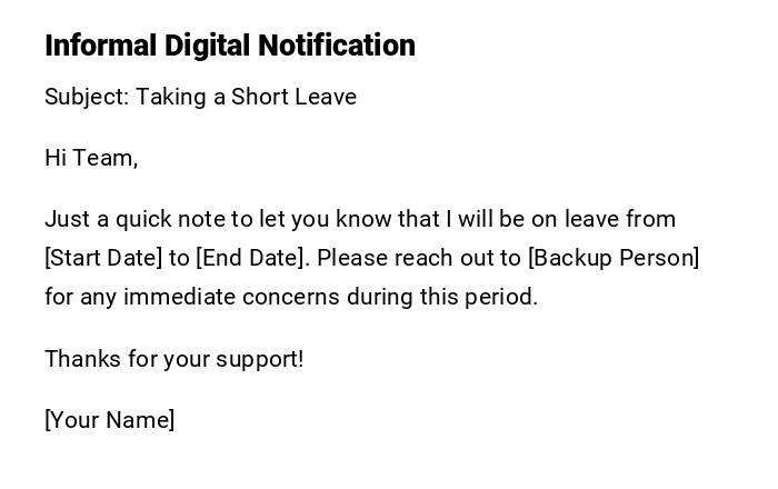 Informal Digital Notification Informal Digital Notification