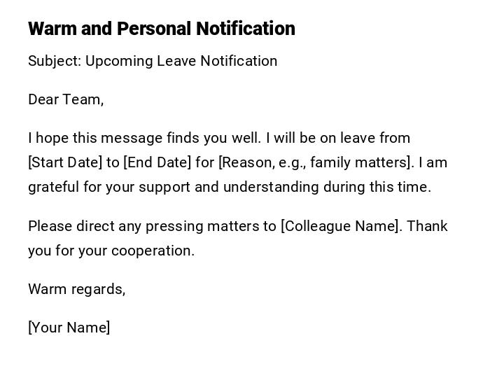 Warm and Personal Notification Warm and Personal Notification