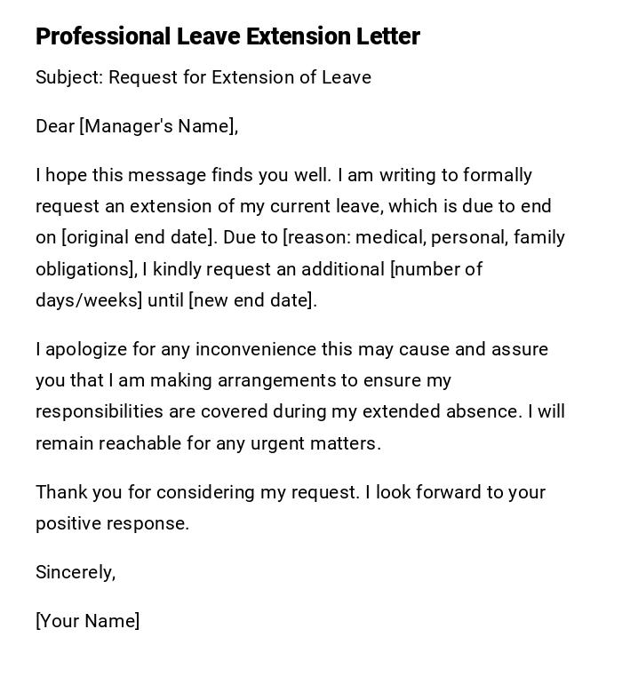 Professional Leave Extension Letter