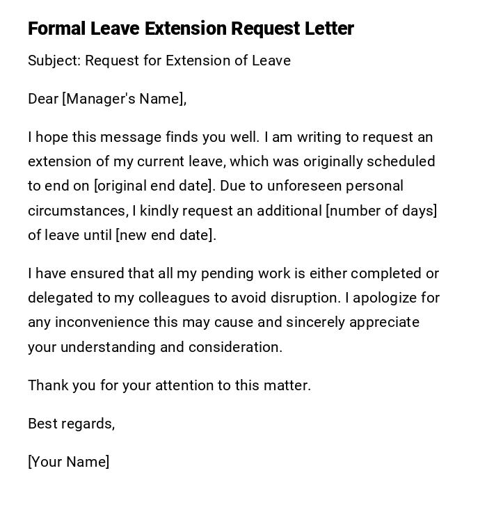Formal Leave Extension Request Letter Formal Leave Extension Request Letter