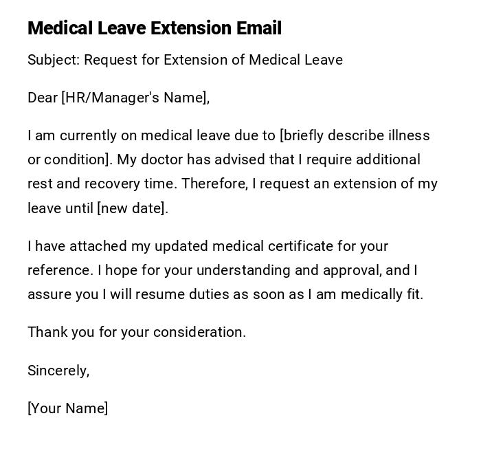 Medical Leave Extension Email Medical Leave Extension Email