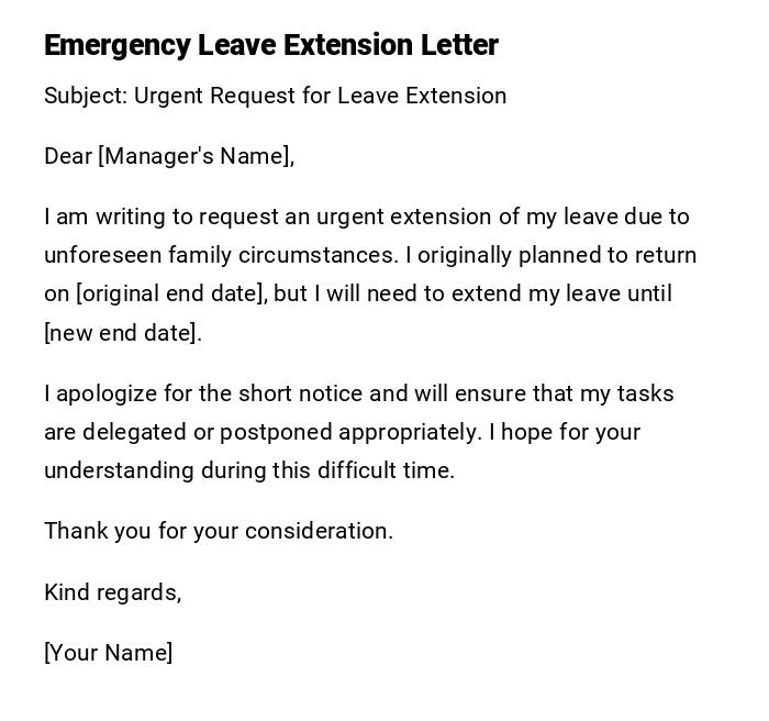 Emergency Leave Extension Letter Emergency Leave Extension Letter