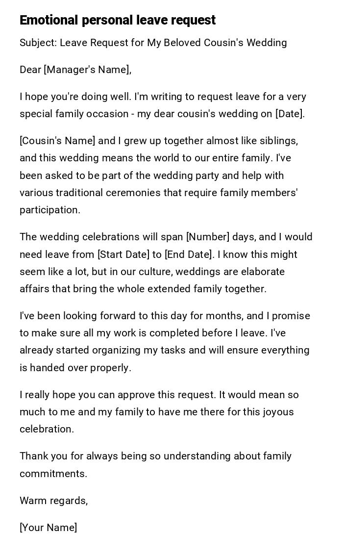Emotional personal leave request Emotional personal leave request