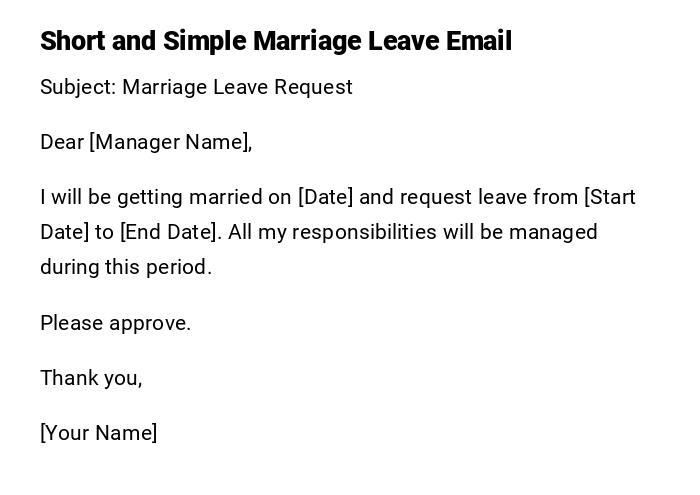 Short and Simple Marriage Leave Email Short and Simple Marriage Leave Email