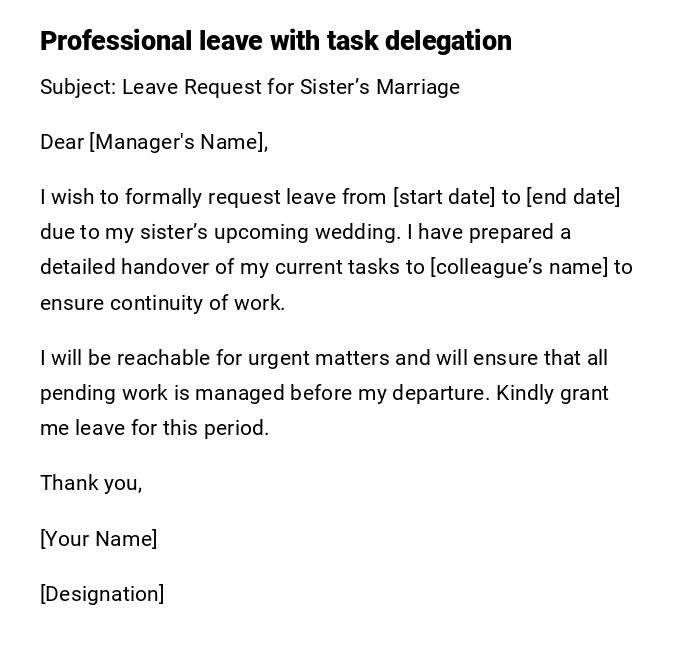 Professional leave with task delegation Professional leave with task delegation