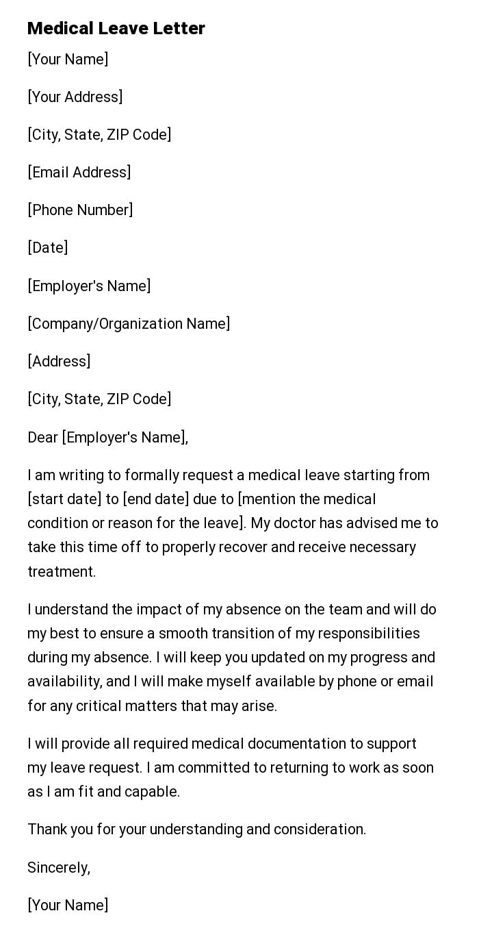 Medical Leave Letter